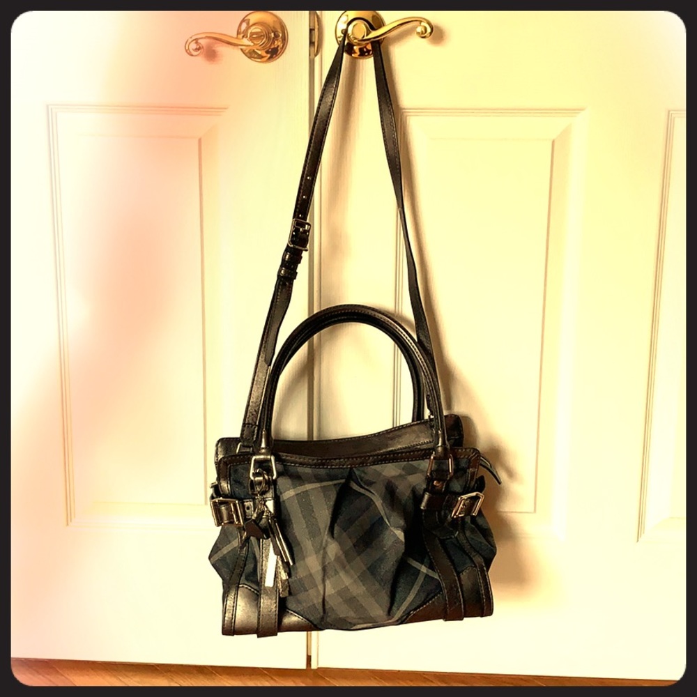 Burberry Silver Gunmetal Plaid Tote - Picture 2 of 6